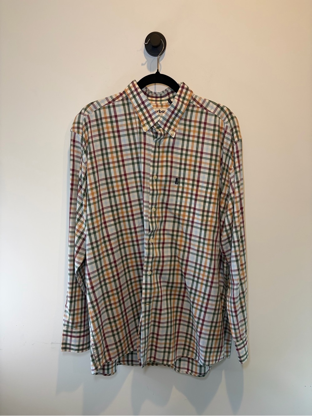 Barbour Men's Plaid Button-Up Shirt in Green, Red, Yellow